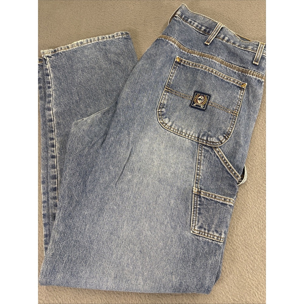 Cinch Blue Label Carpenter Jeans 38x36 Light Wash Denim Western Workwear